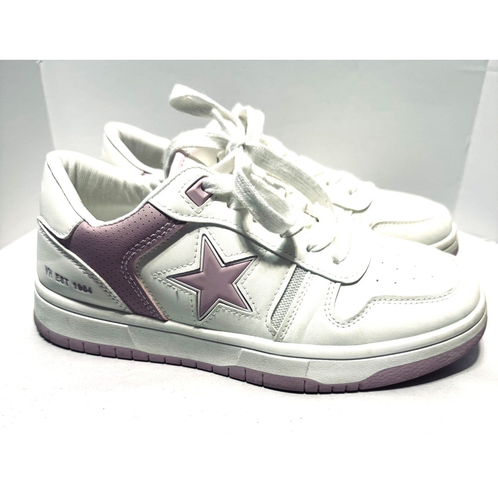 Vintage Havana Women White Mauve Pink Star Low Top Streetwear Sneakers Size 8.5